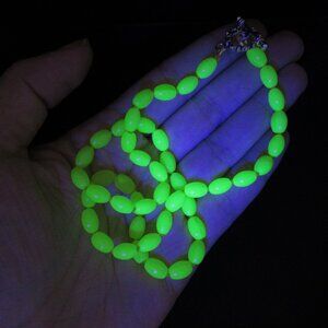 Yellow Oval Uranium glass bead necklace